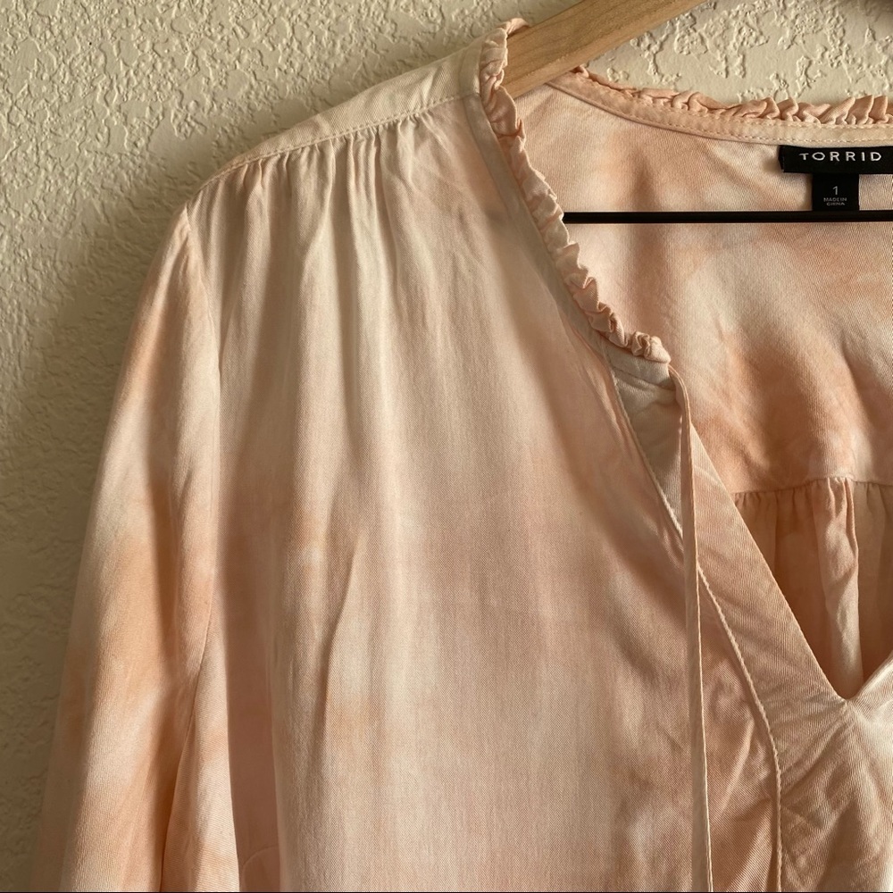 Torrid Baby Pink Tie-dye Pleasant Long Sleeves - Picture 3 of 5